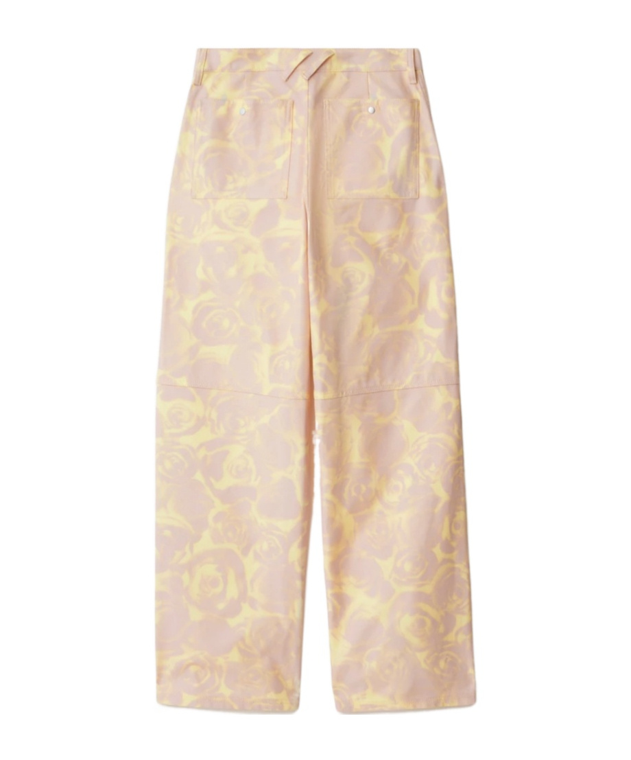 Burberry Rose-print High Waist Cotton Pants In Nude