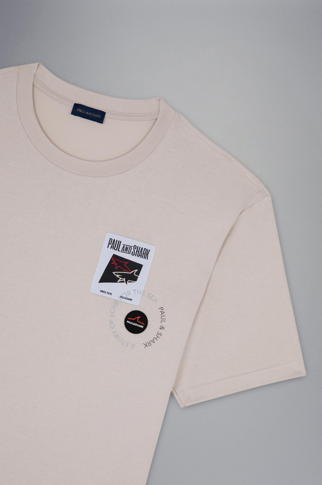 Shop Paul & Shark Logo-patch Cotton T-shirt In Nude