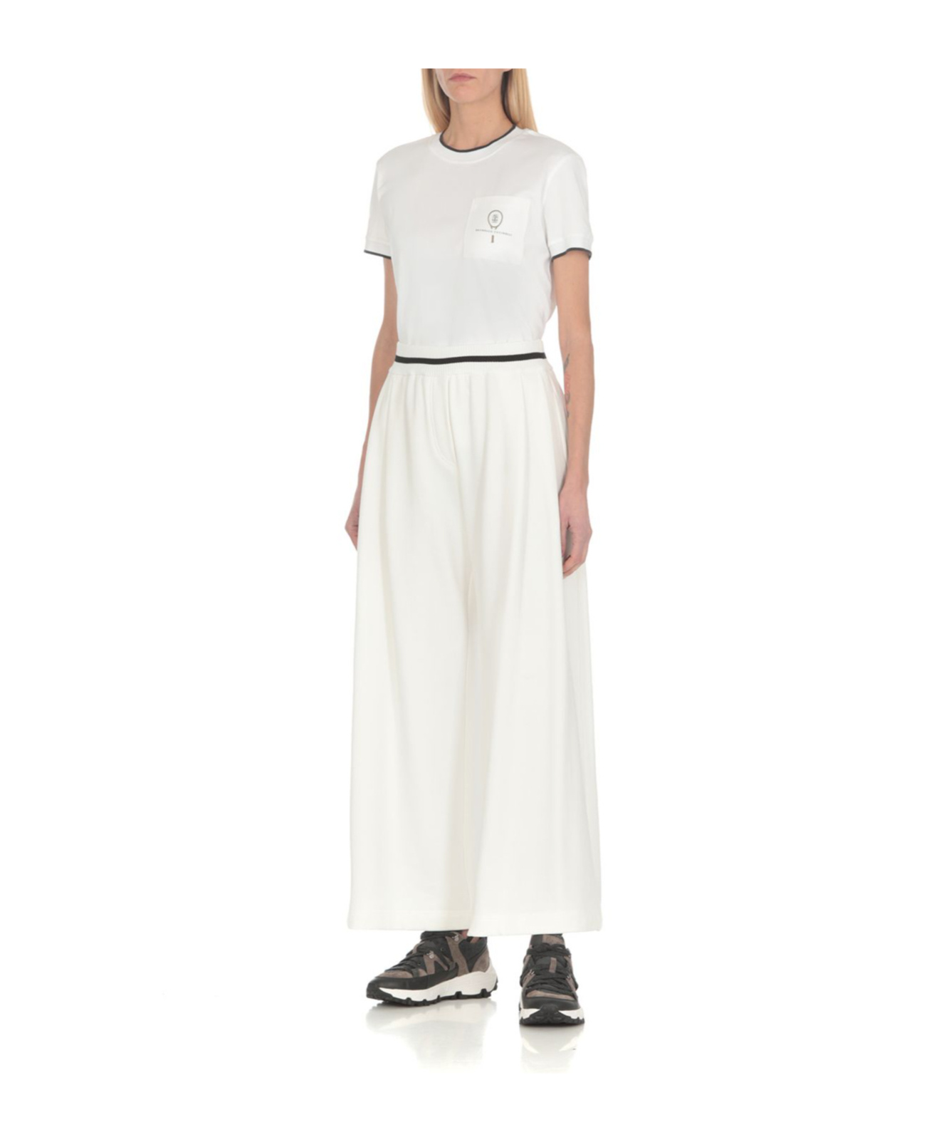 Brunello Cucinelli Pleated Wide-leg Track Pants In White