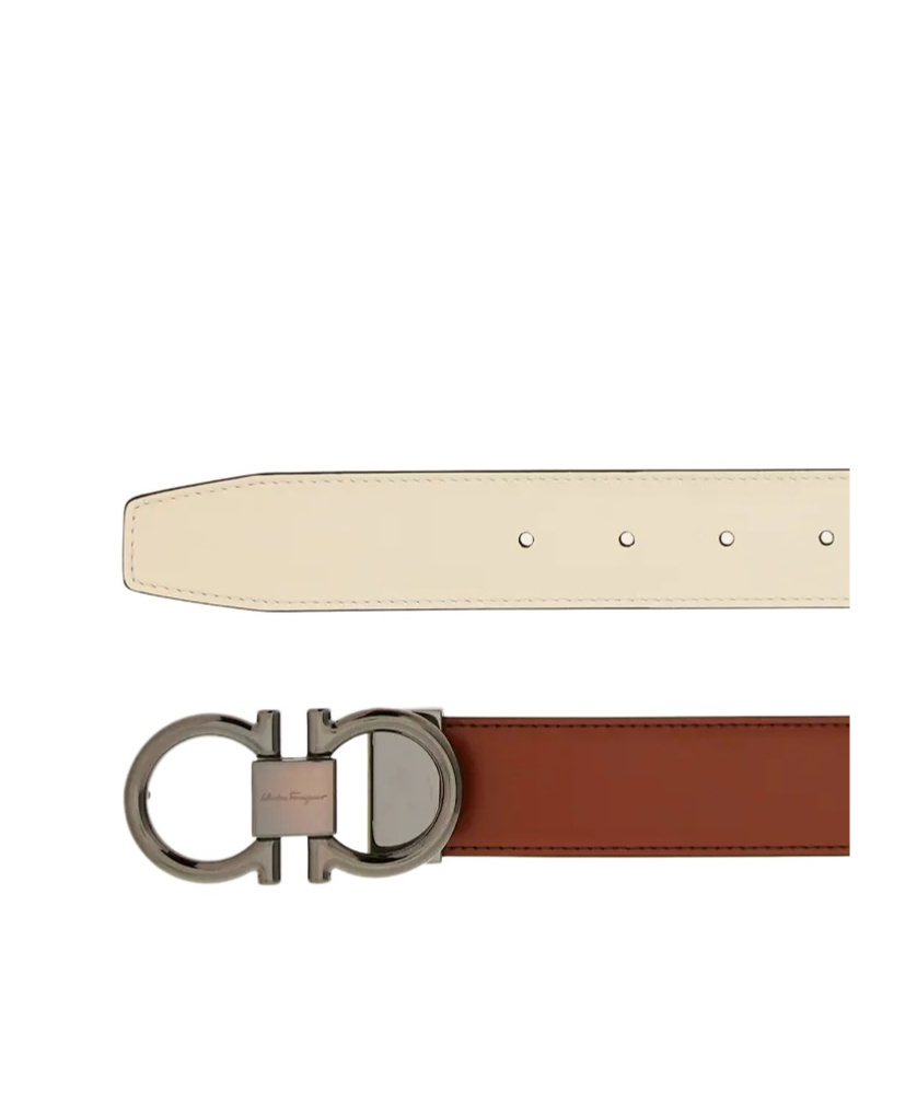Ferragamo Double-sided Adjustable Gancini Belt In Brown