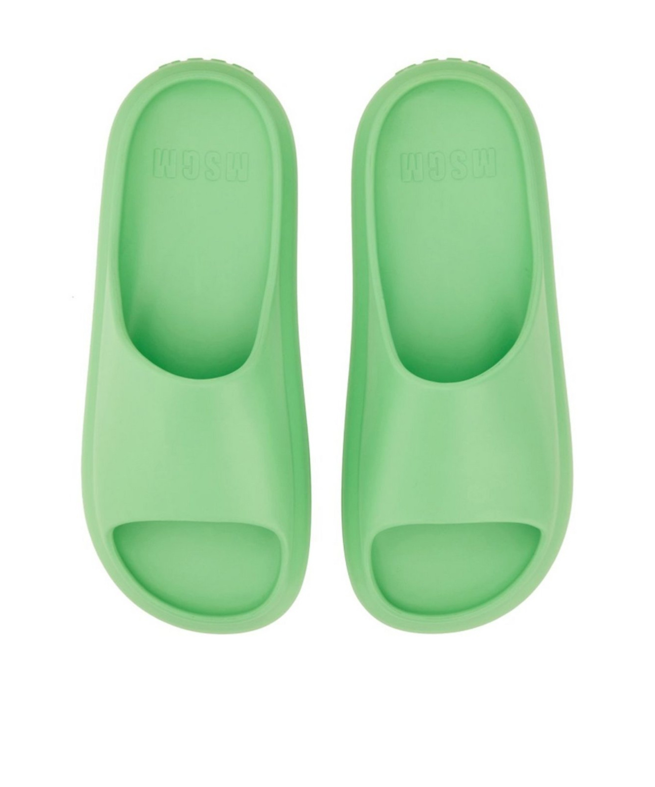 Msgm Debossed-logo Slides In Green