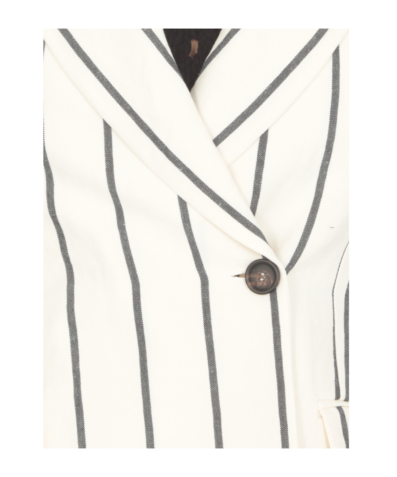 Brunello Cucinelli Striped Double-breasted Blazer In White