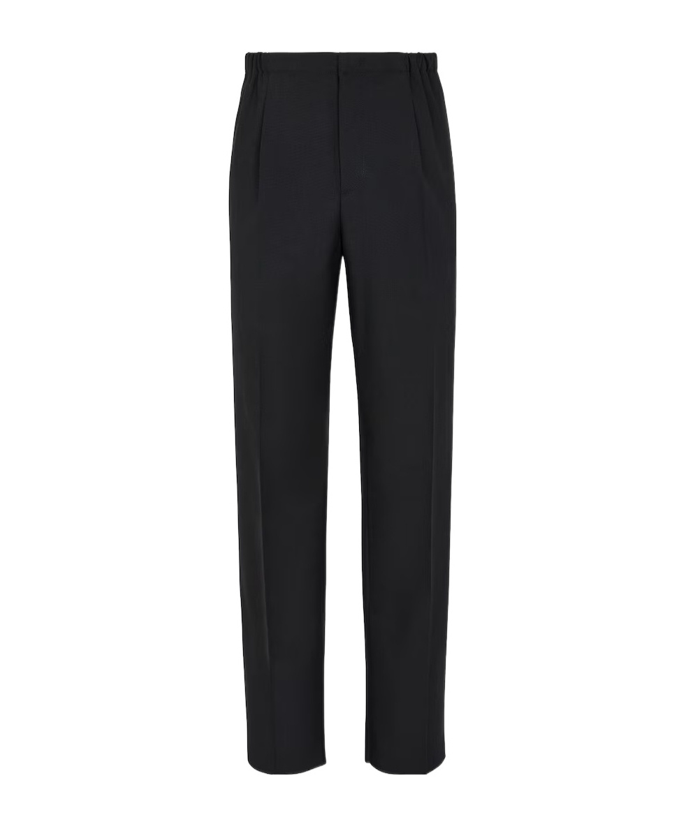 Fendi Virgin-wool Tapered Trousers In Black