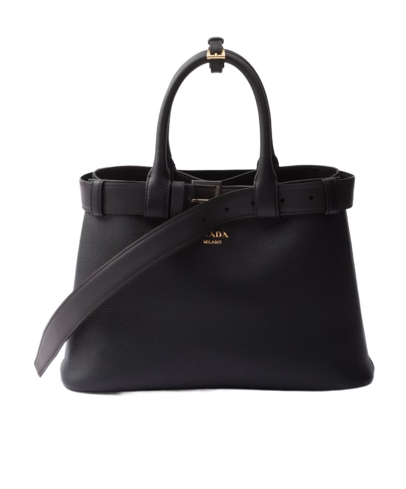 Prada Medium Leather Top Handle Bag In Black