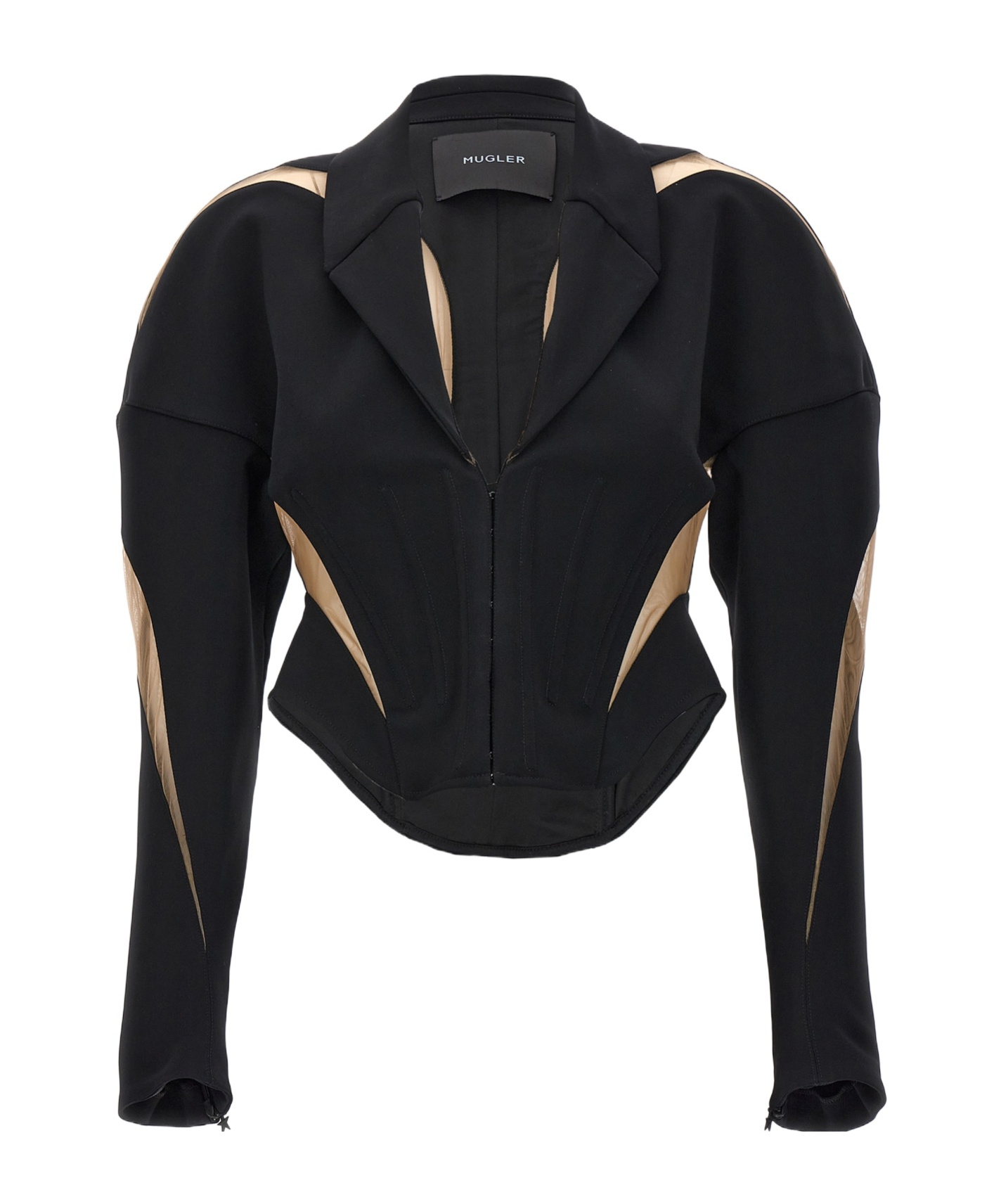 Mugler Mesh Insert Blazer Blazer And Suits Black In Black