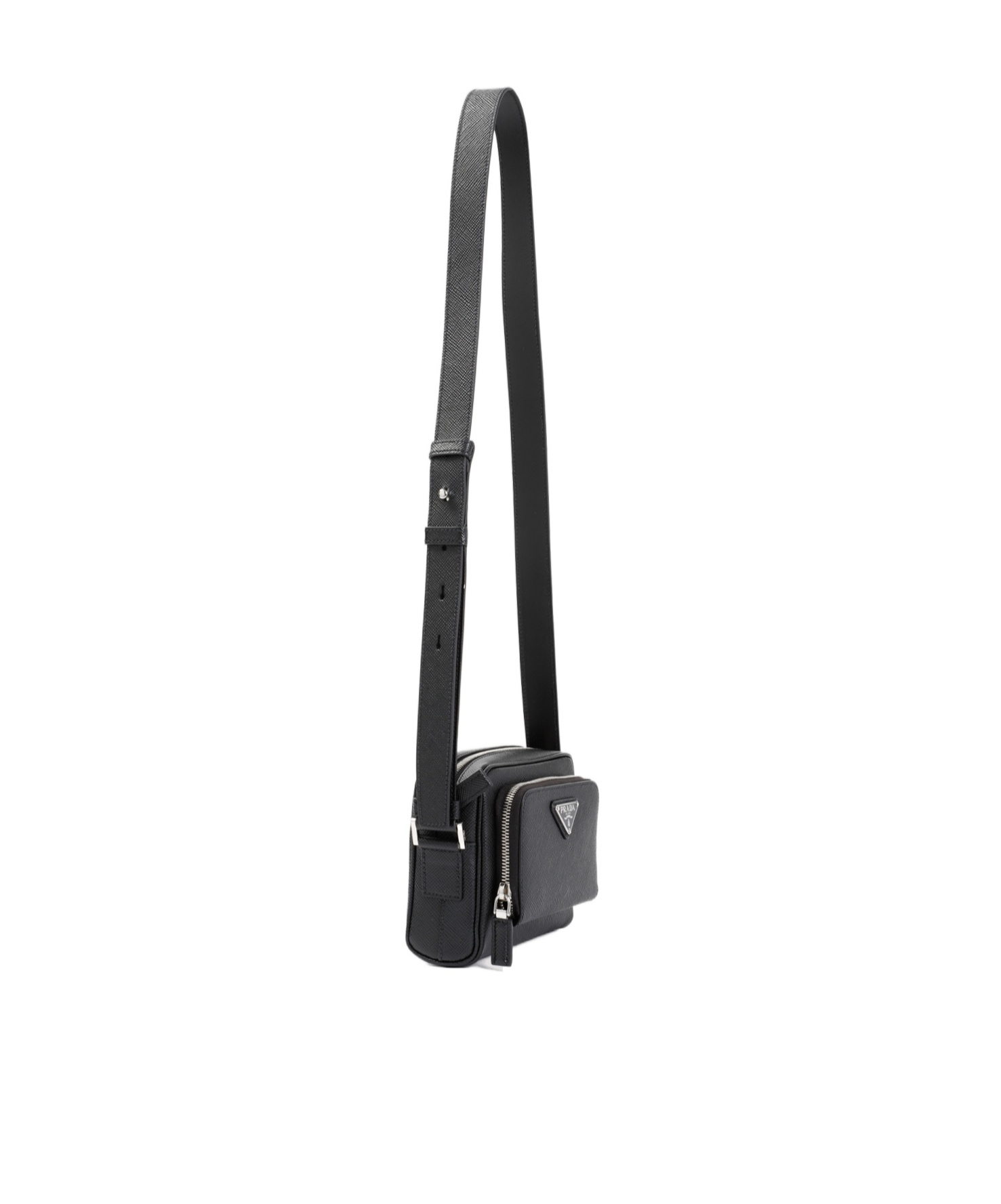 Prada Enamel-logo Messenger Bag In Black
