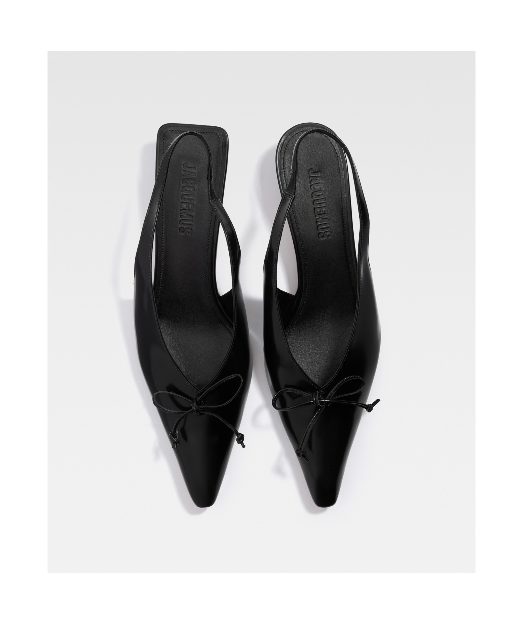 Jacquemus Cubisto Bow-detailed Leather Slingback Pumps In Black
