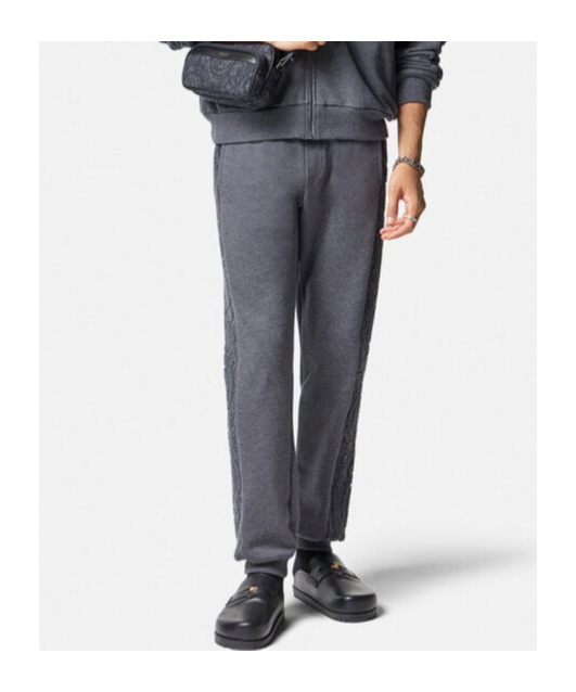 Versace Barocco-motif Tapered Track Pants In Gray