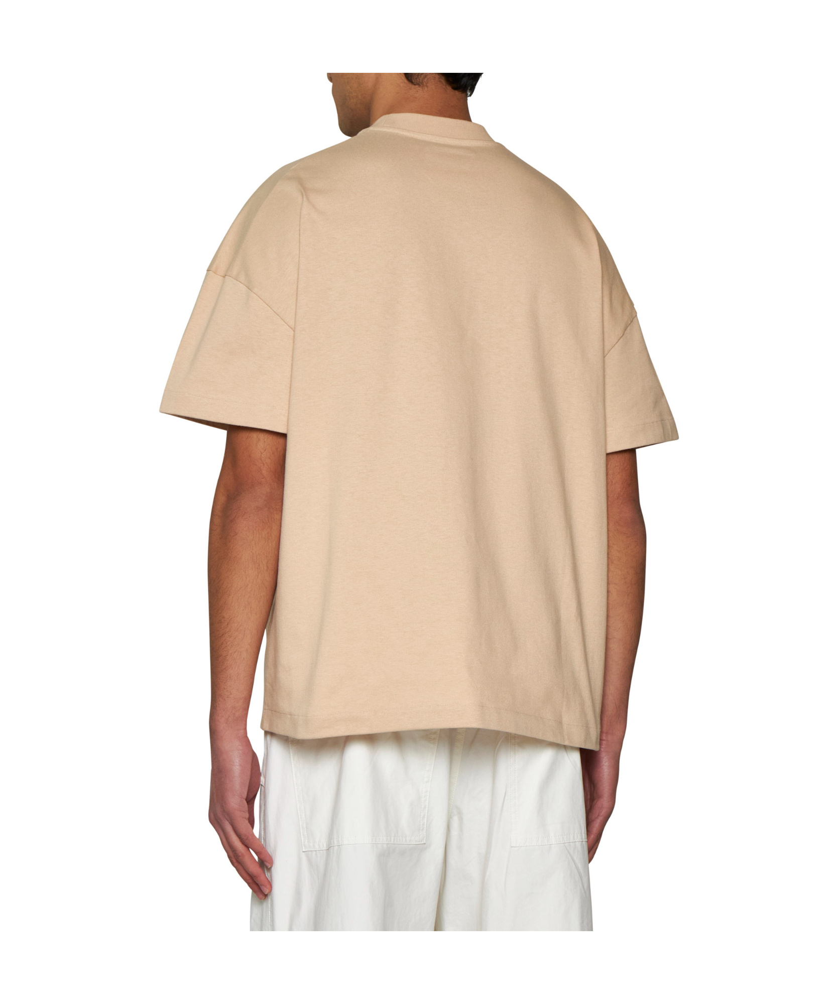 Jil Sander Beige Crewneck T-shirt With Maxi Logo Lettering On The Front In Nude
