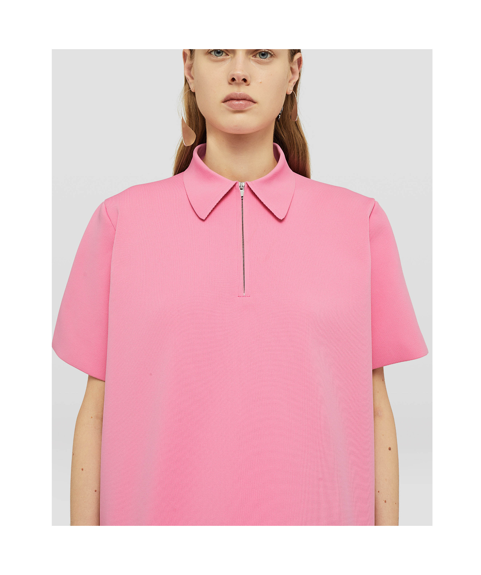 Jil Sander Zipped Polo Shirt In Pink
