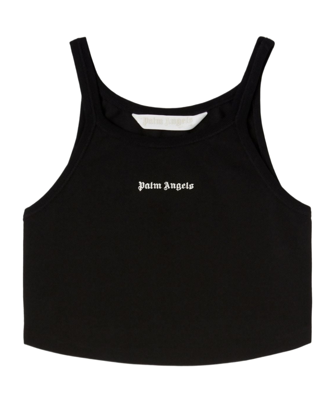 Palm Angels Black Cotton Cropped Top In Black