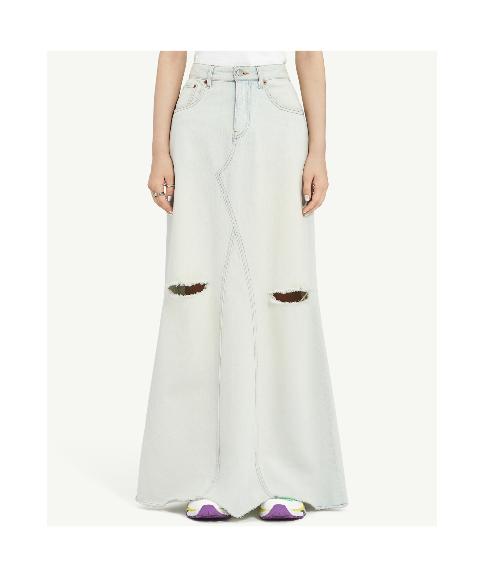 Mm6 Maison Margiela Denim Maxi Skirt In Blue