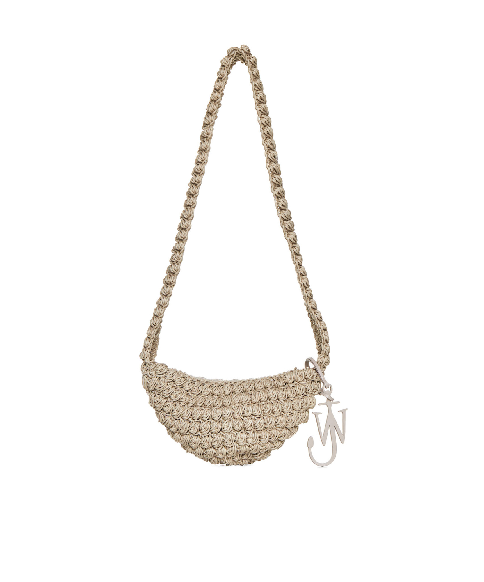 Jw Anderson Popcorn Leather-trimmed Crocheted Cotton Shoulder Bag In Nude