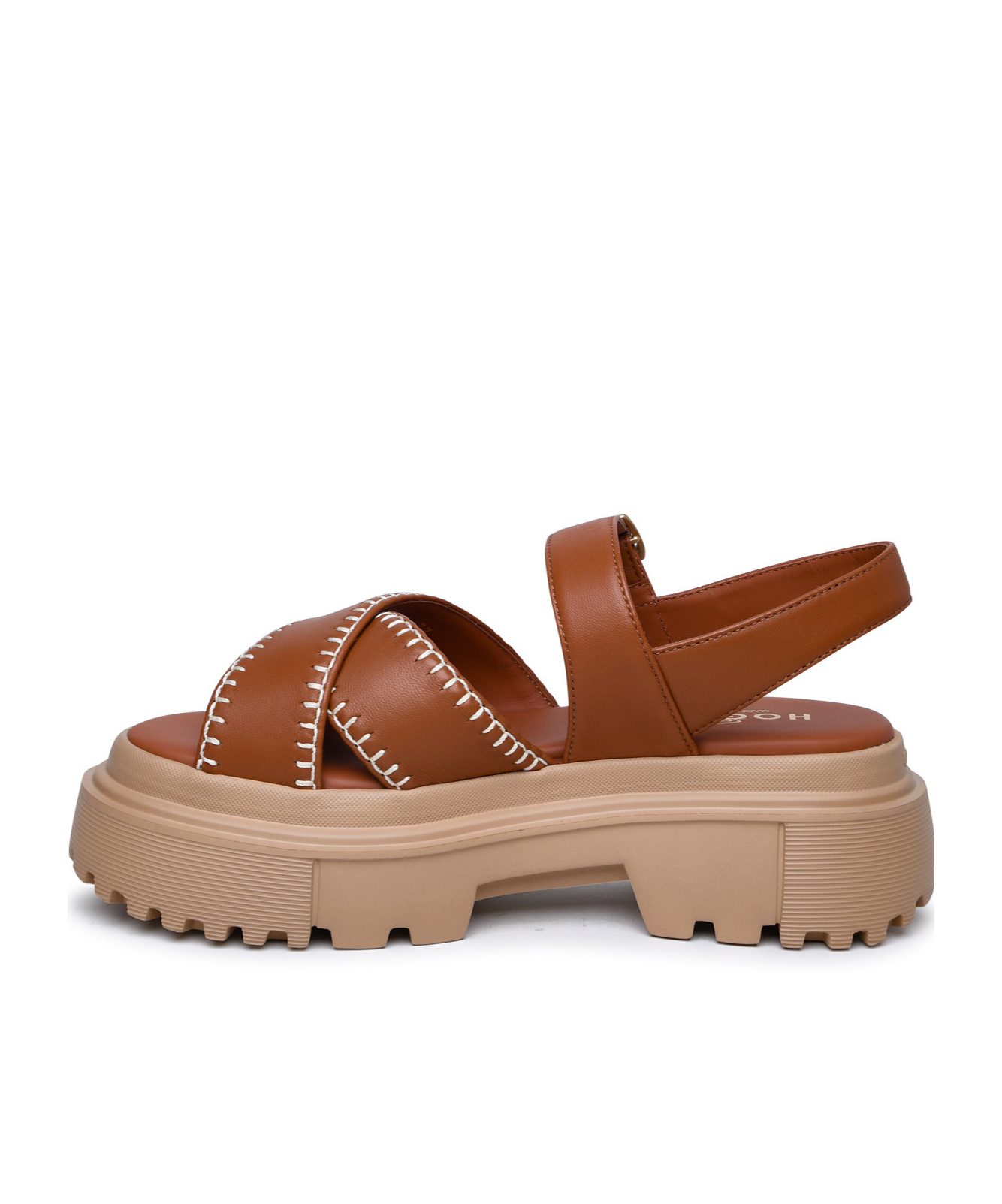 Hogan H644 Leather Sandals In Brown