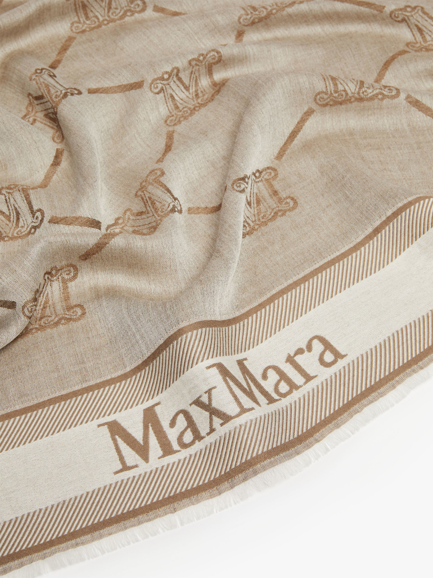 Max Mara Wool, Silk And Cashmere Shawl In Nude