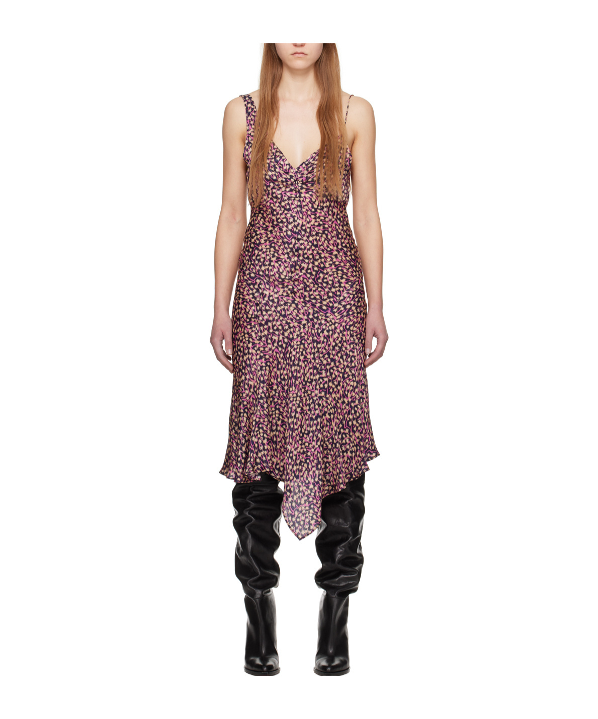 ISABEL MARANT LUCIA GRAPHIC-PRINT SLIP DRESS