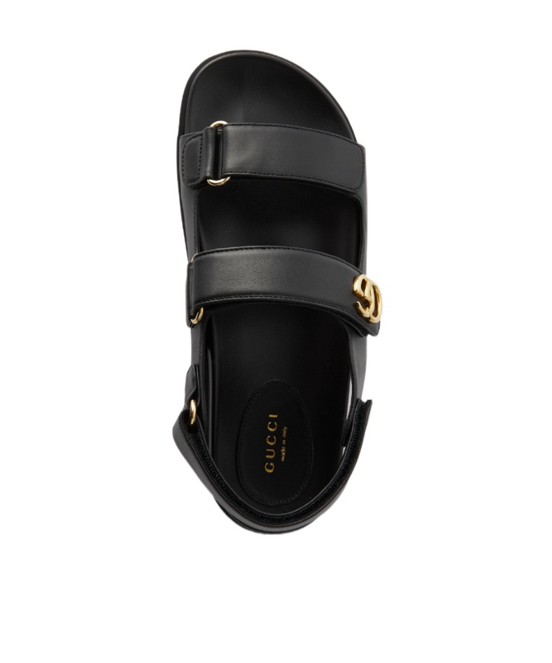 Gucci Moritz Gg Leather Sandals In Black