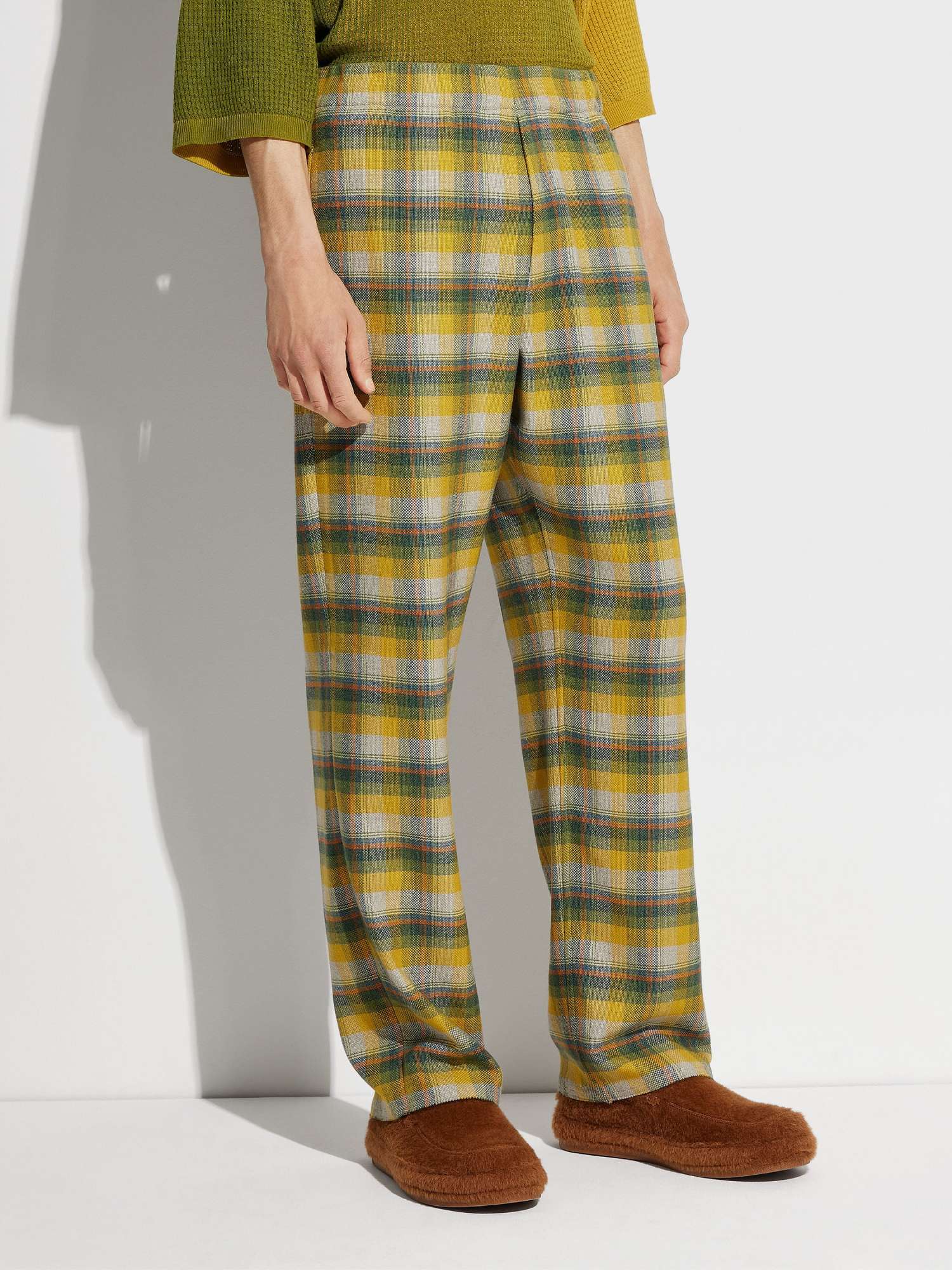 Shop Zegna Check-print Knitted Track Pants In Green