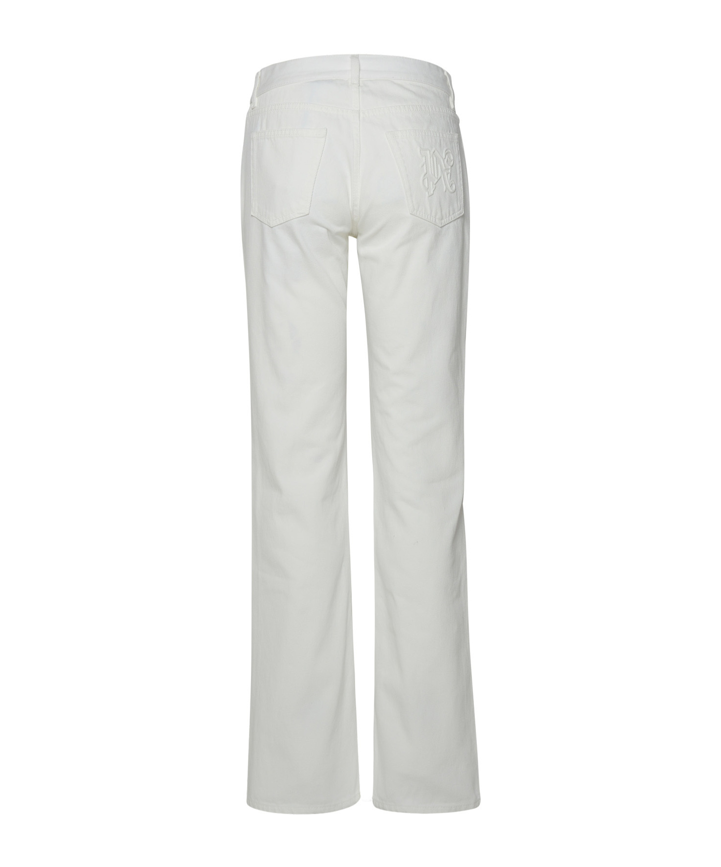Palm Angels Logo Logo Denim Trousers In White