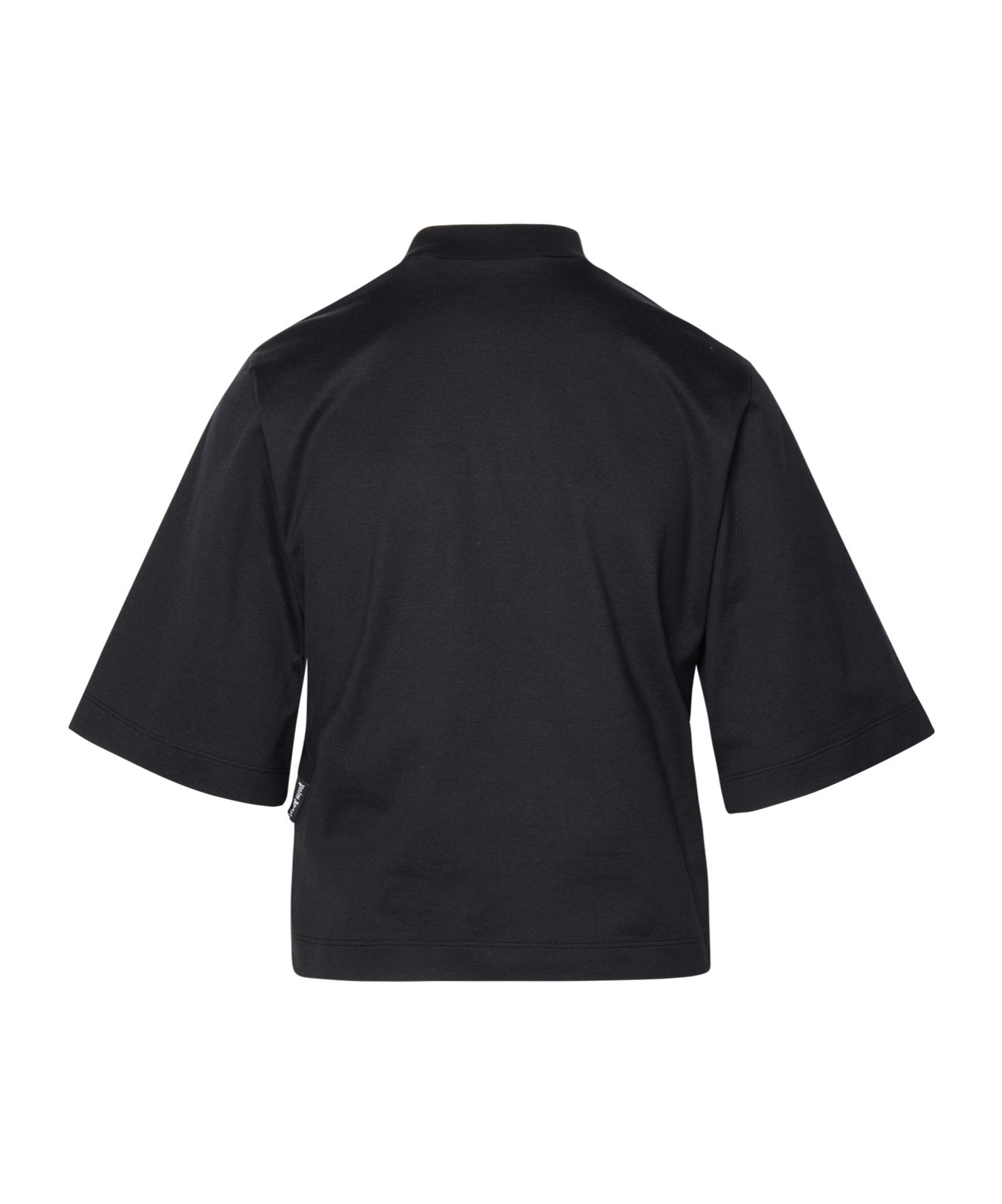Palm Angels Cotton T-shirt With Embroidered Mock Neck In Black