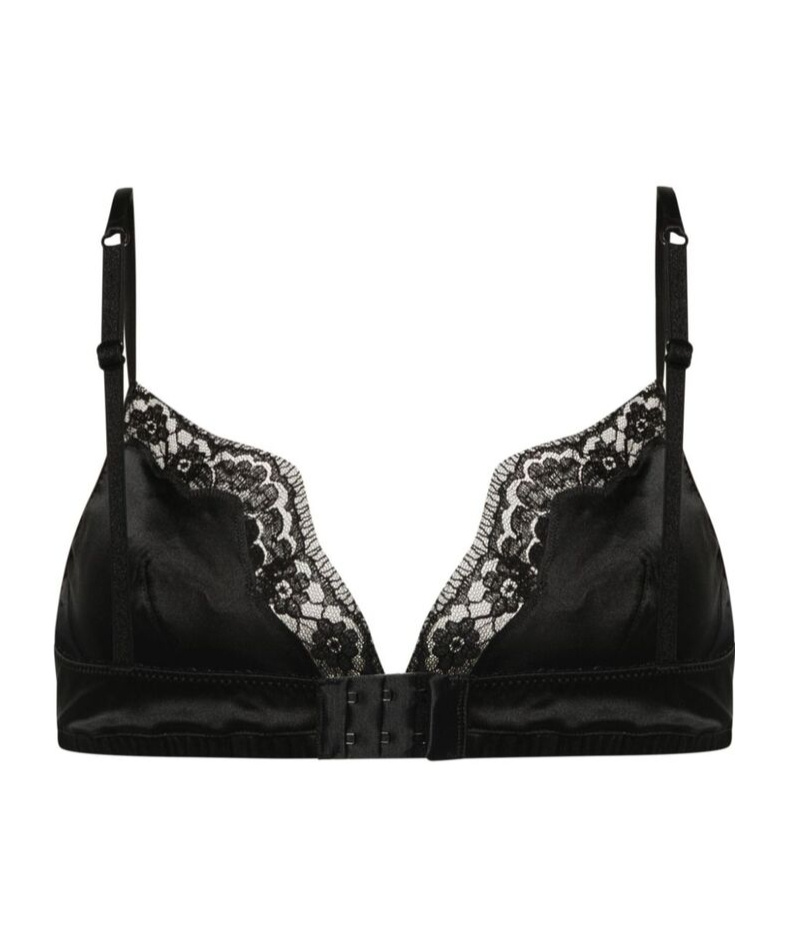 Shop Dolce & Gabbana Lace-panel Bralette In Black