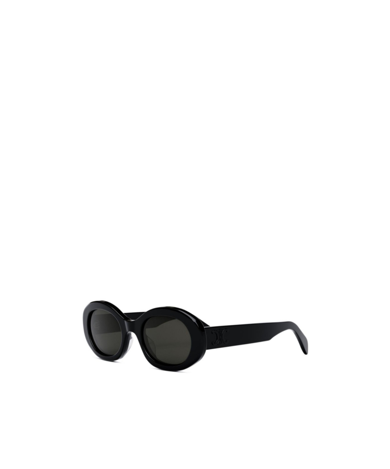 Celine Triomphe Logo Oval Acetate Sunglasses In Black