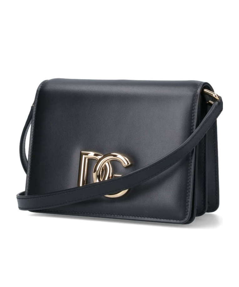 Dolce & Gabbana Logo-plaque Leather Crossbody Bag In Black