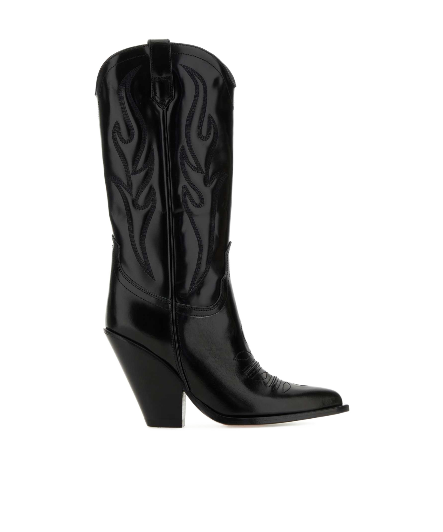 Sonora Black Leather Santa Fe Boots In Black