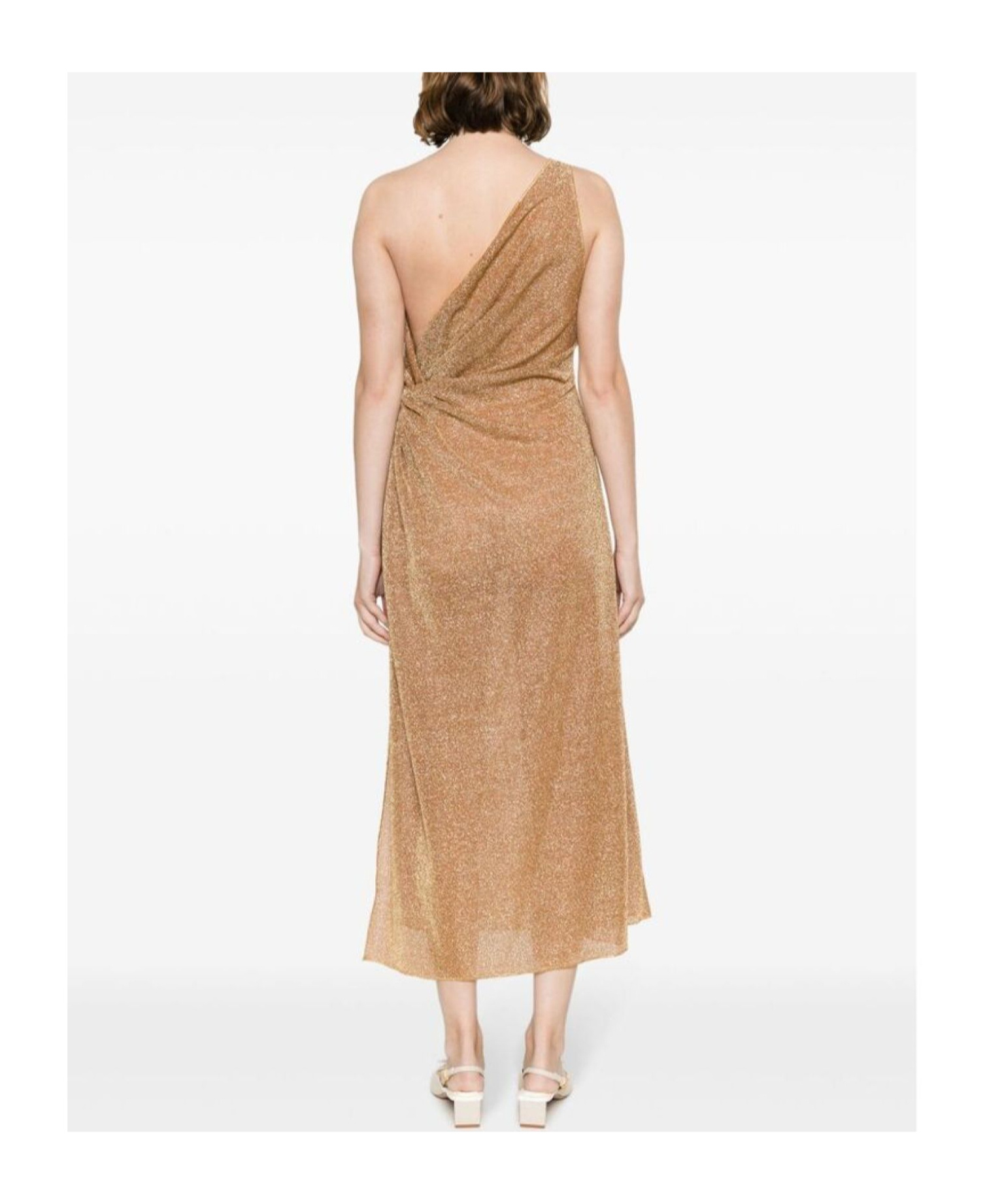 Oseree Oséree Metallic Midi Dress Embellished With Knots In Brown