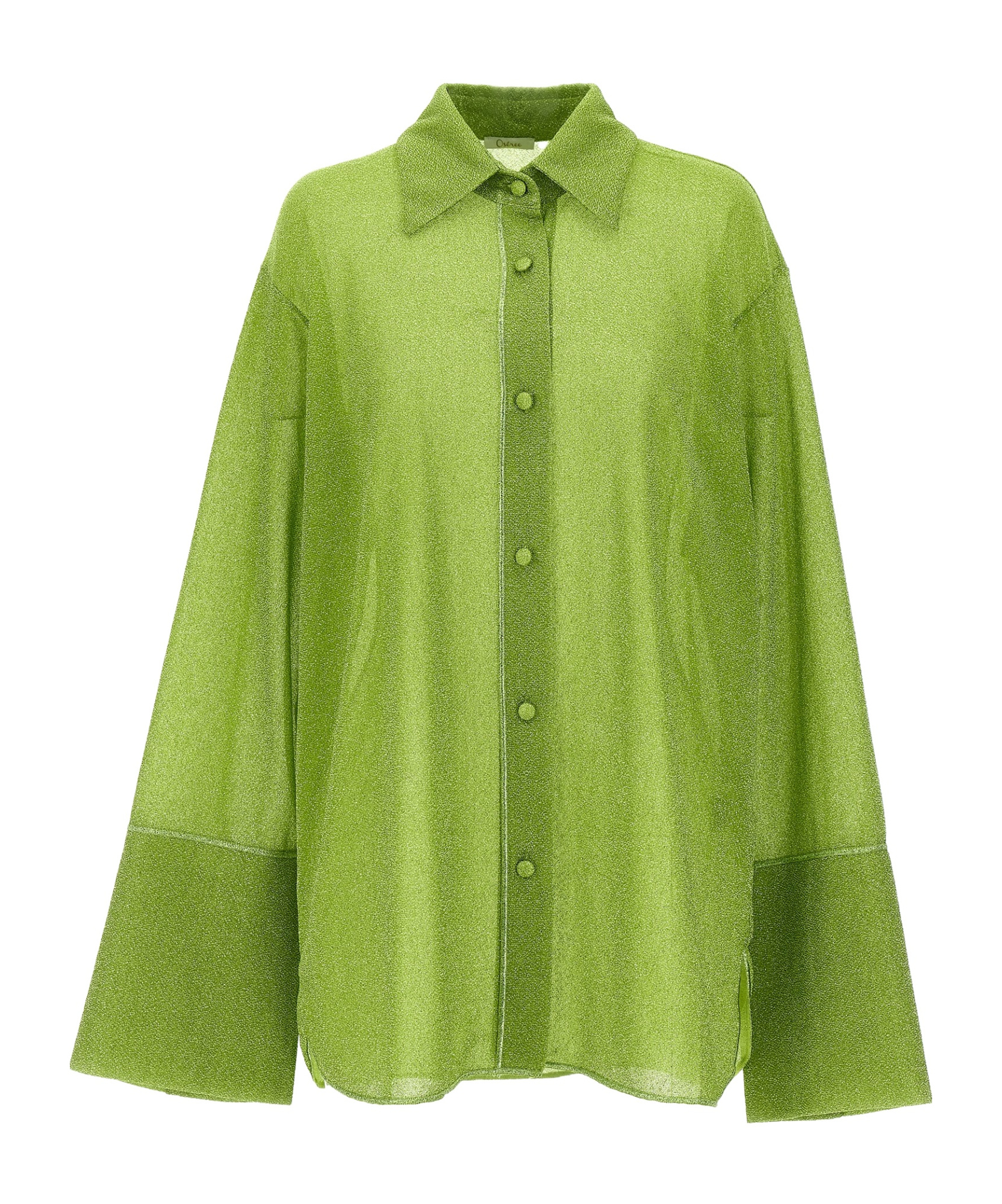 Oseree Oséree Lumiere Lurex Button-up Shirt In Green