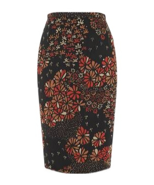 Saint Laurent Floral Chiffon Pencil Skirt In Black