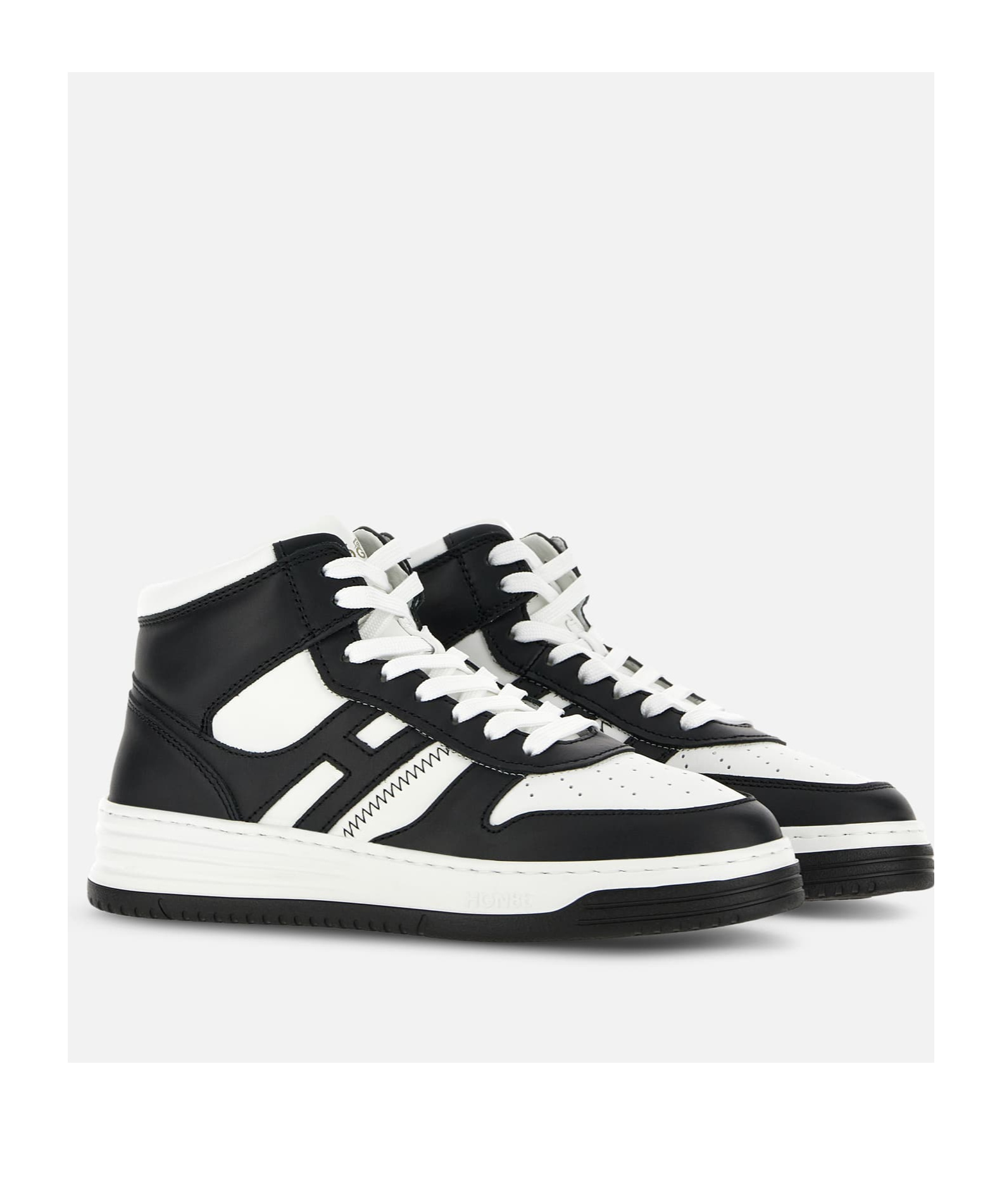 Hogan High-top Sneakers With Zigzag Stitch Detail In Black