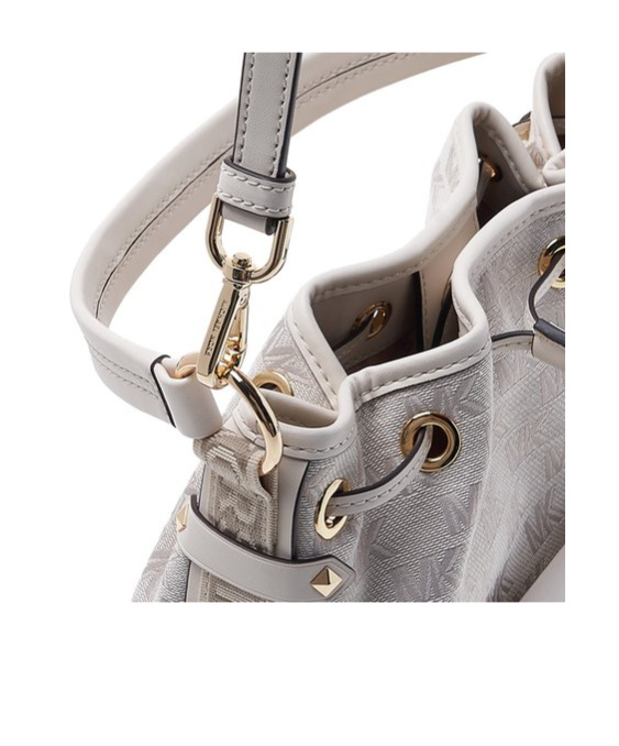 Michael Kors Maeve Monogram-print Bucket Bag In Gray