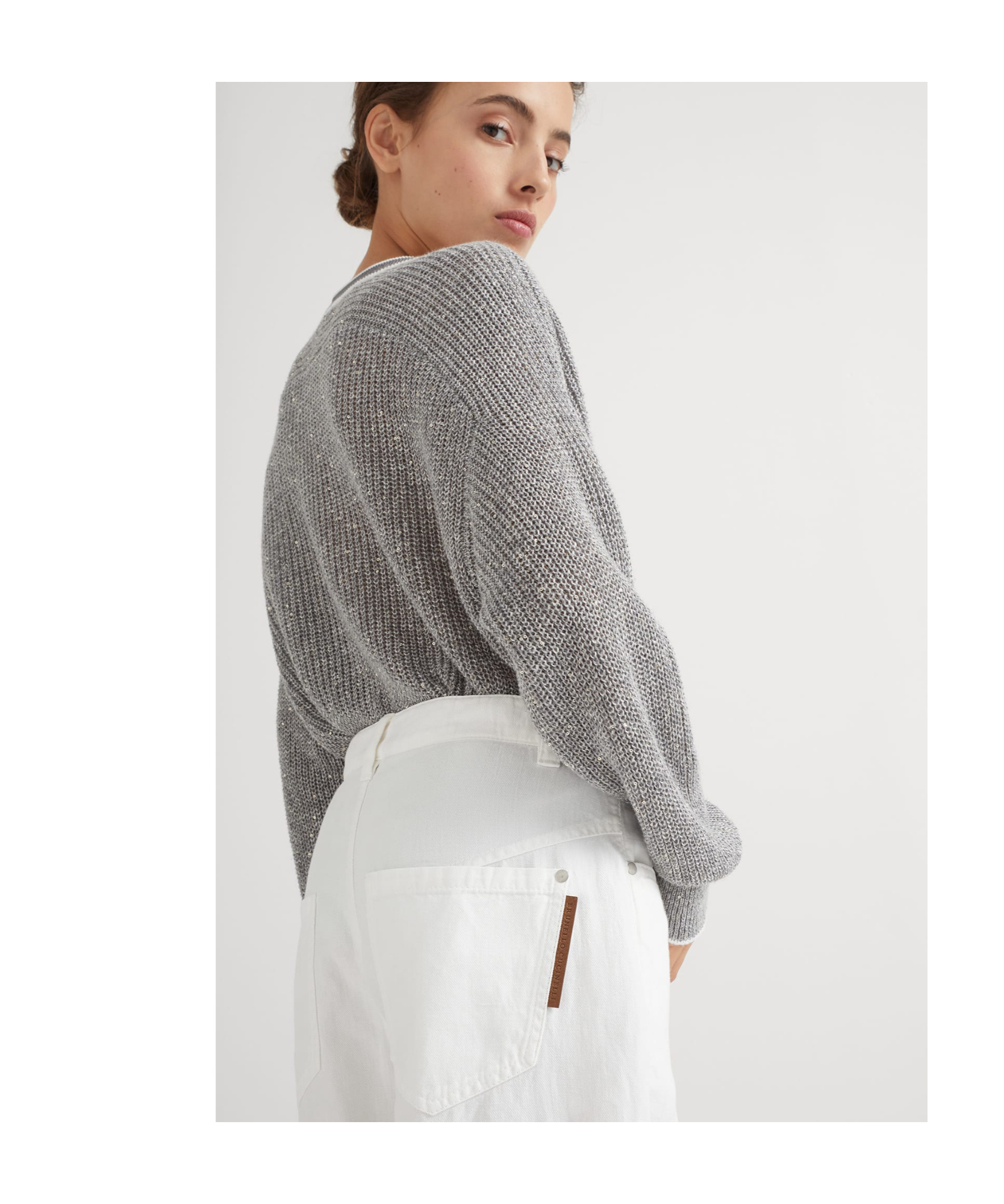 Brunello Cucinelli Five Classic Pockets Denim Trousers In White
