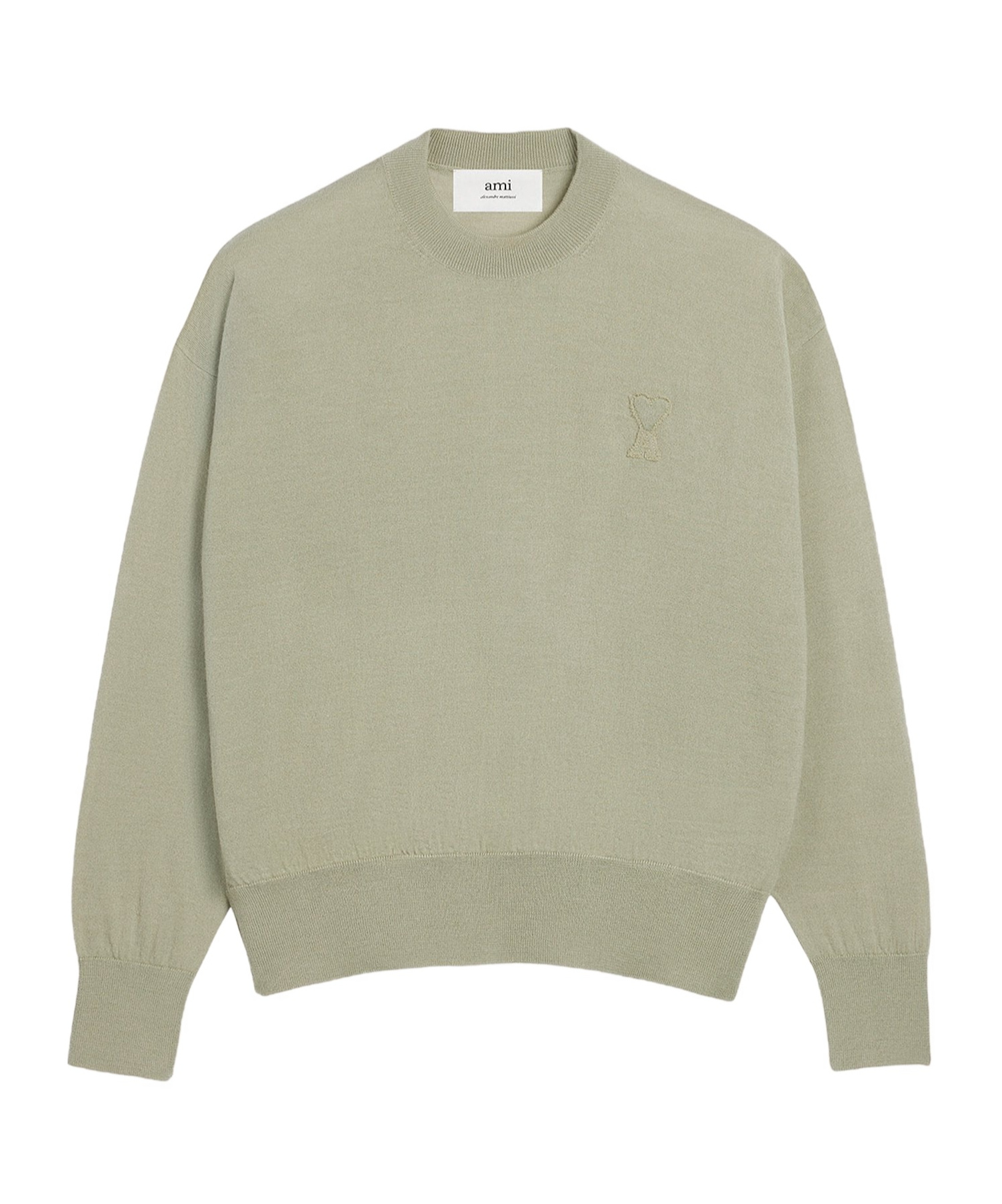 Ami Alexandre Mattiussi Embroidered Wool Sweater In Nude