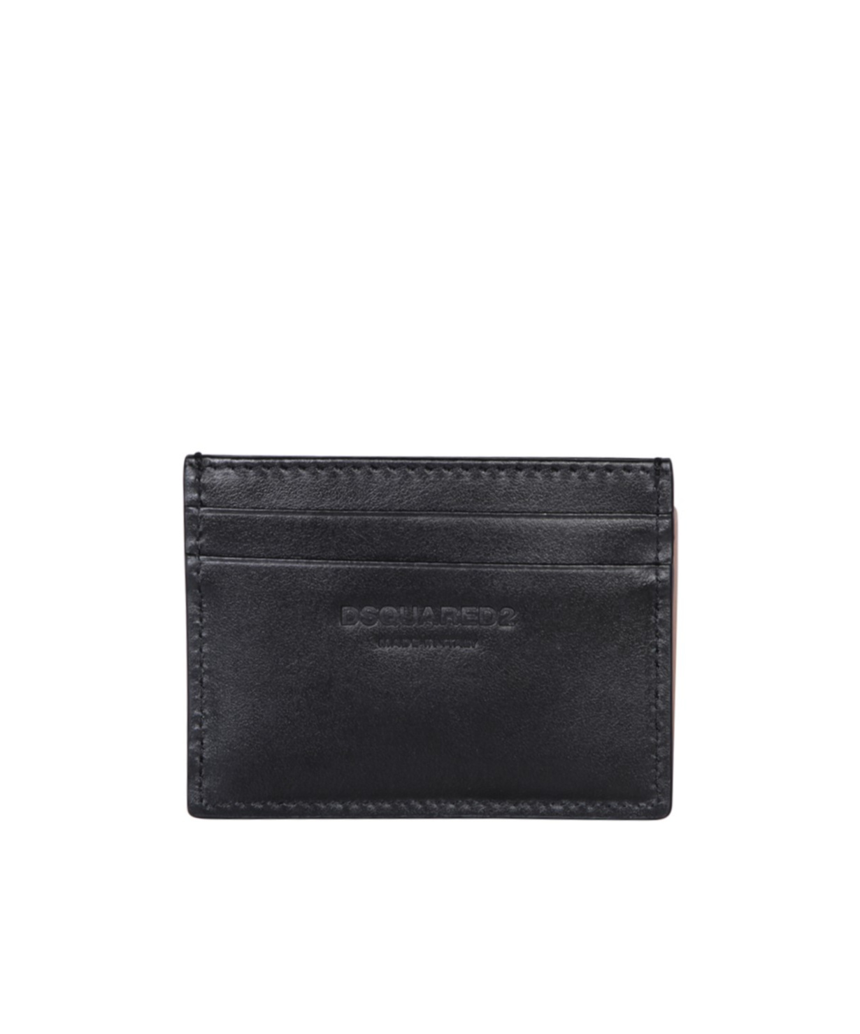 Dsquared2 Logo-print Leather Cardholder In Black
