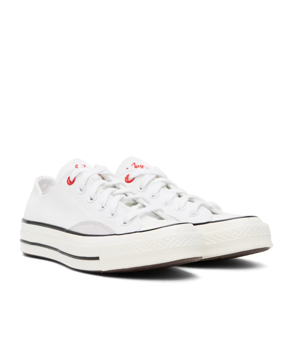 Converse Logo Embroidered Low Upper Board Shoes In White