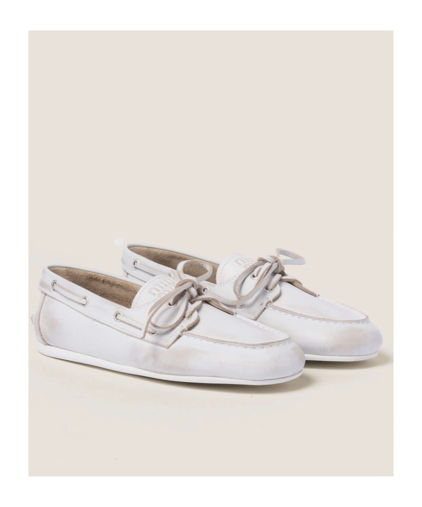 Miu Miu Boat Shoe In White