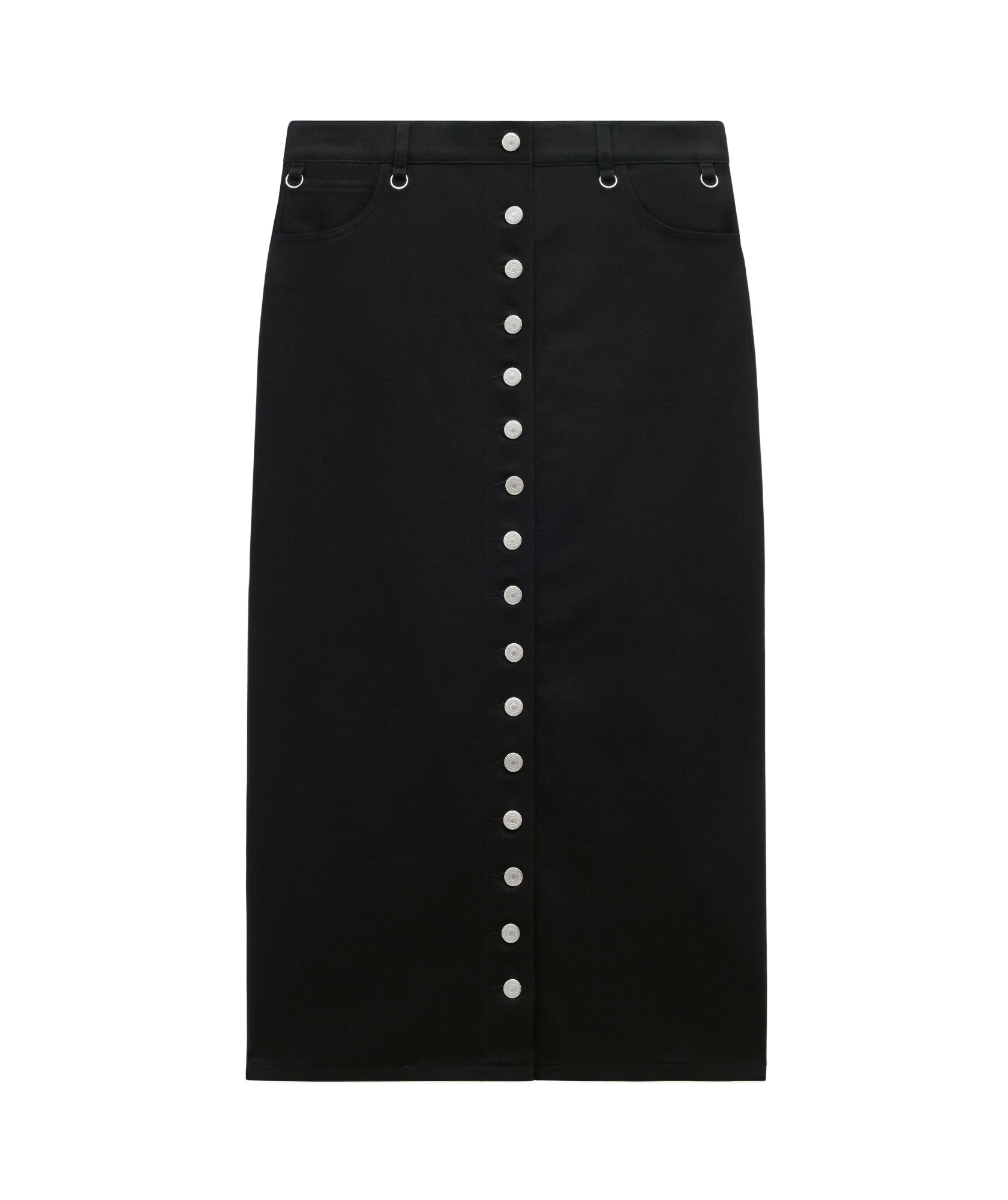 Shop Courrèges Multiflex Denim Midi Skirt In Black