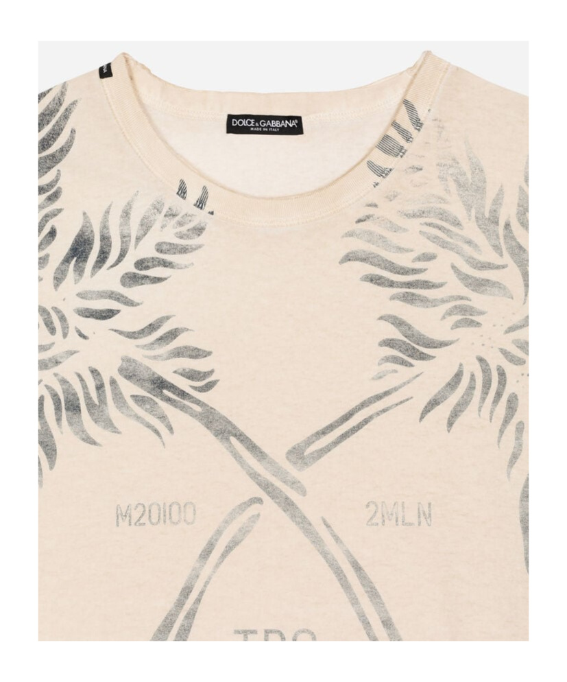Dolce & Gabbana Tree-print Cotton T-shirt In Nude