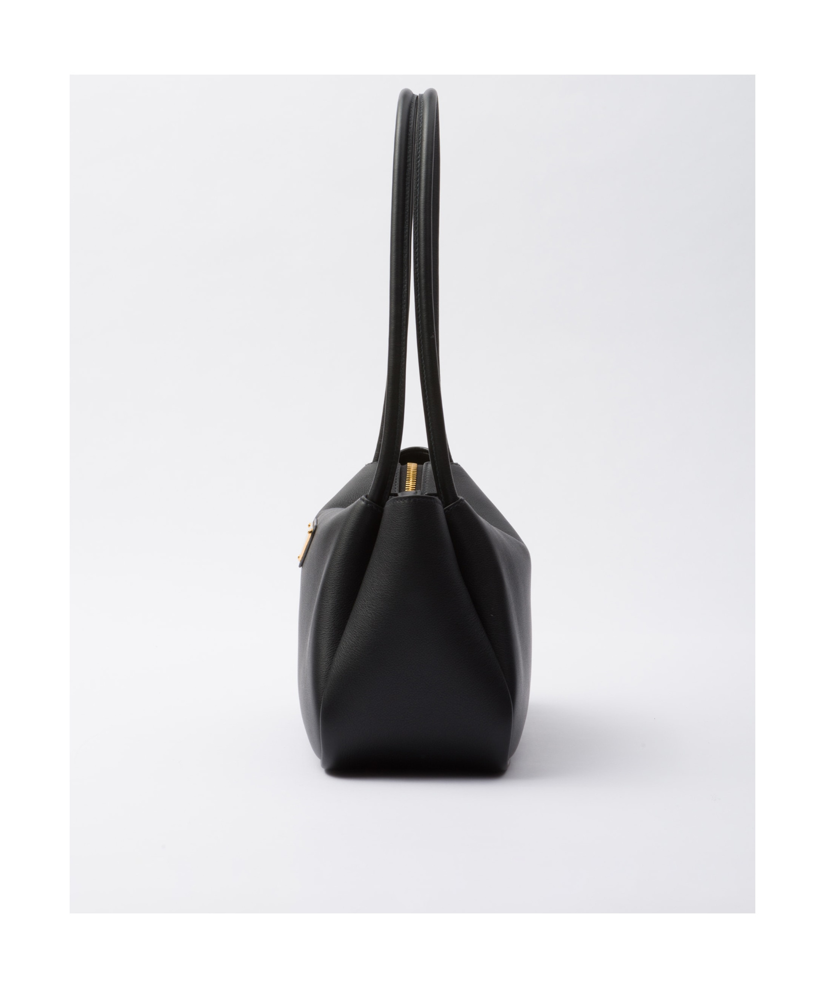 Prada Medium Zip Grain Leather Shoulder Bag In Black
