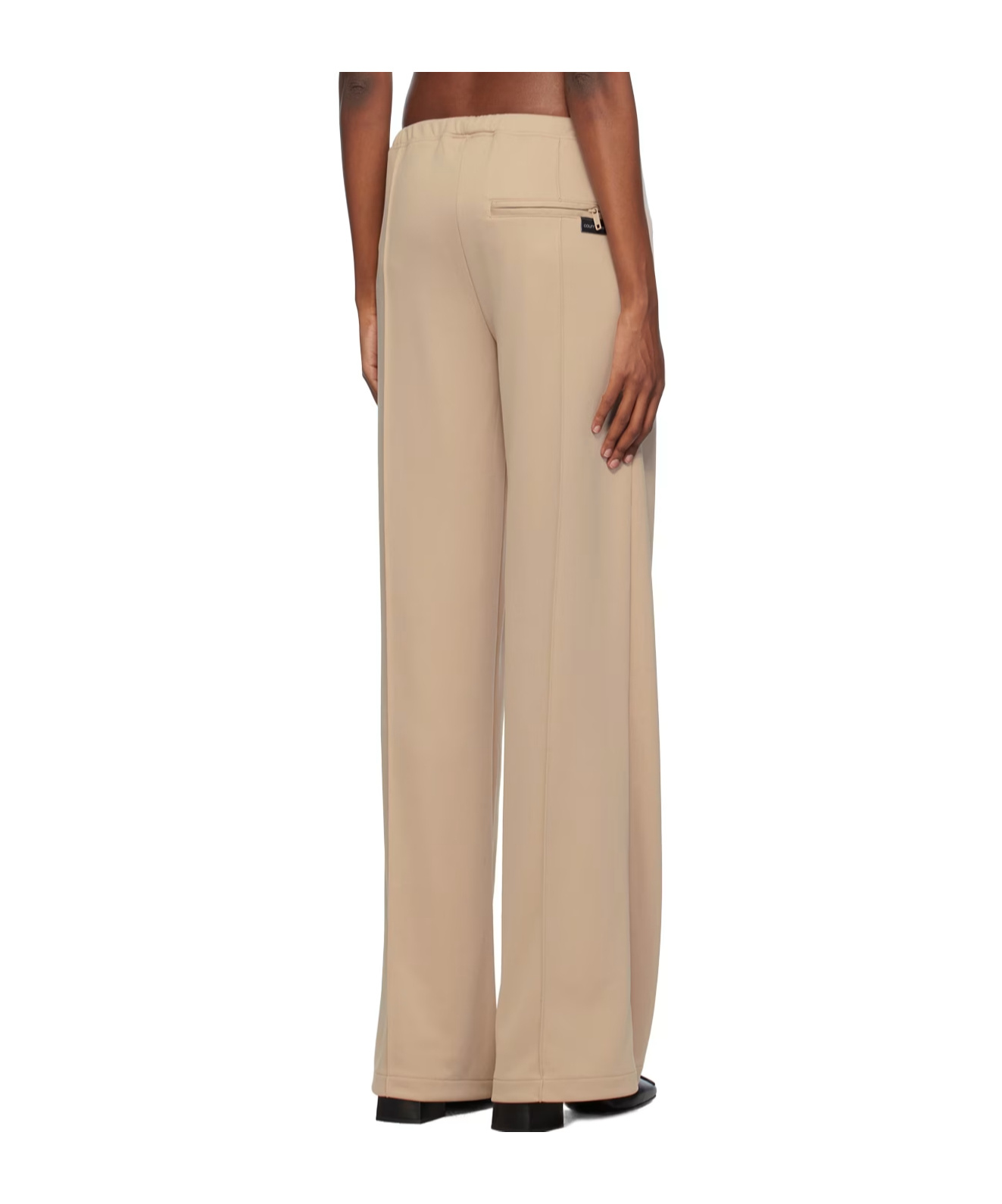 Courrèges Logo-patch Ribbed Trousers In Nude