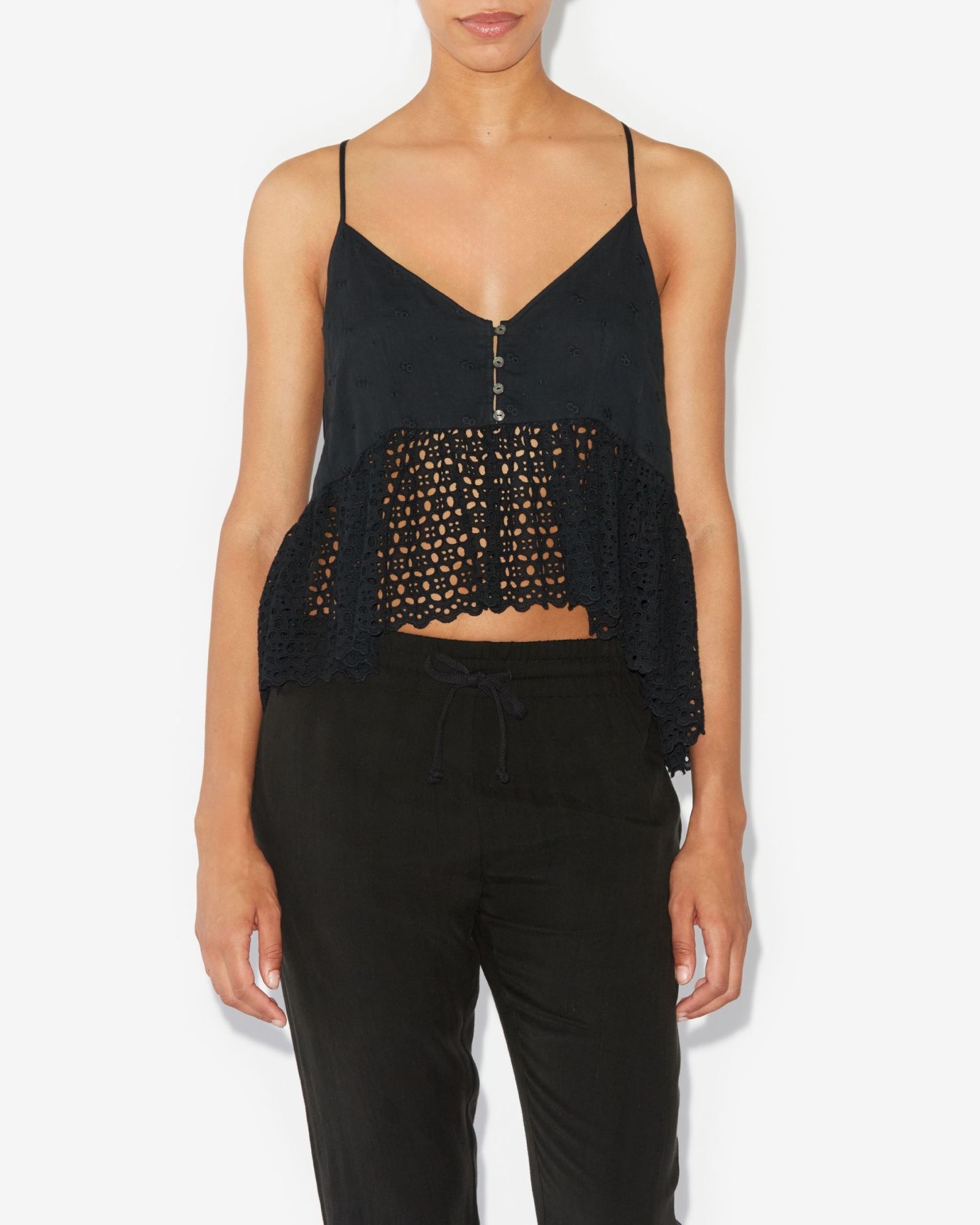 Isabel Marant Sogane Broderie-anglaise Top In Black