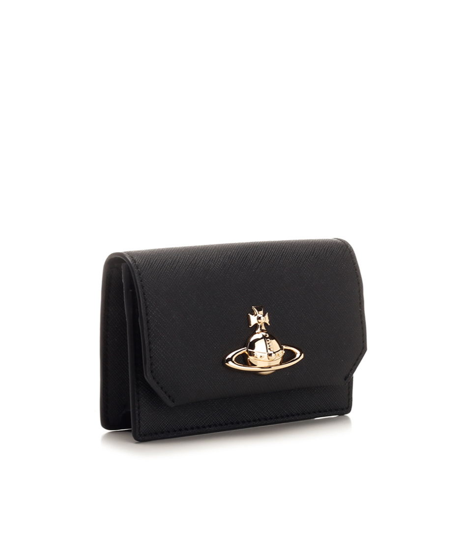 Vivienne Westwood Orb Leather Cardholder In Black
