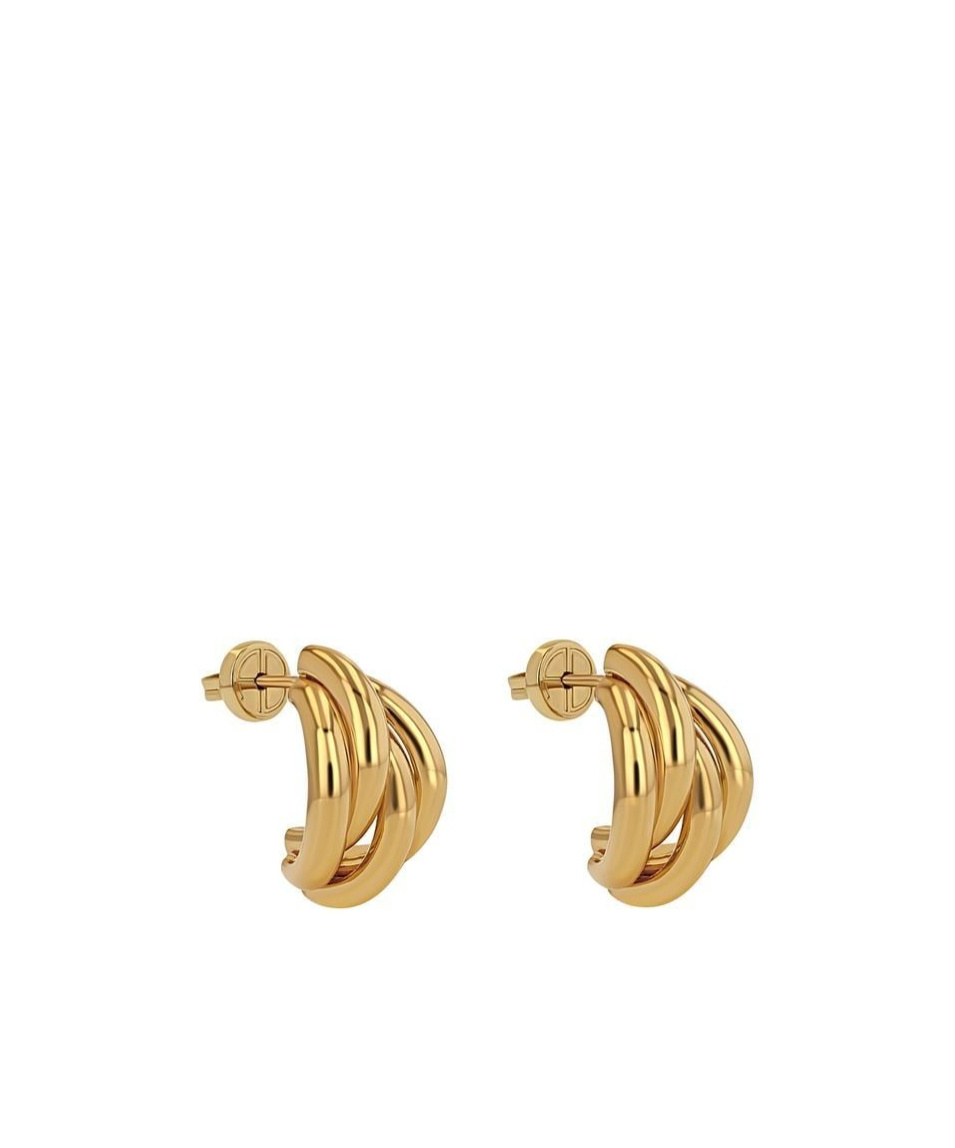 Shop Anine Bing Knot 14kt Gold-plated Earrings In Yellow