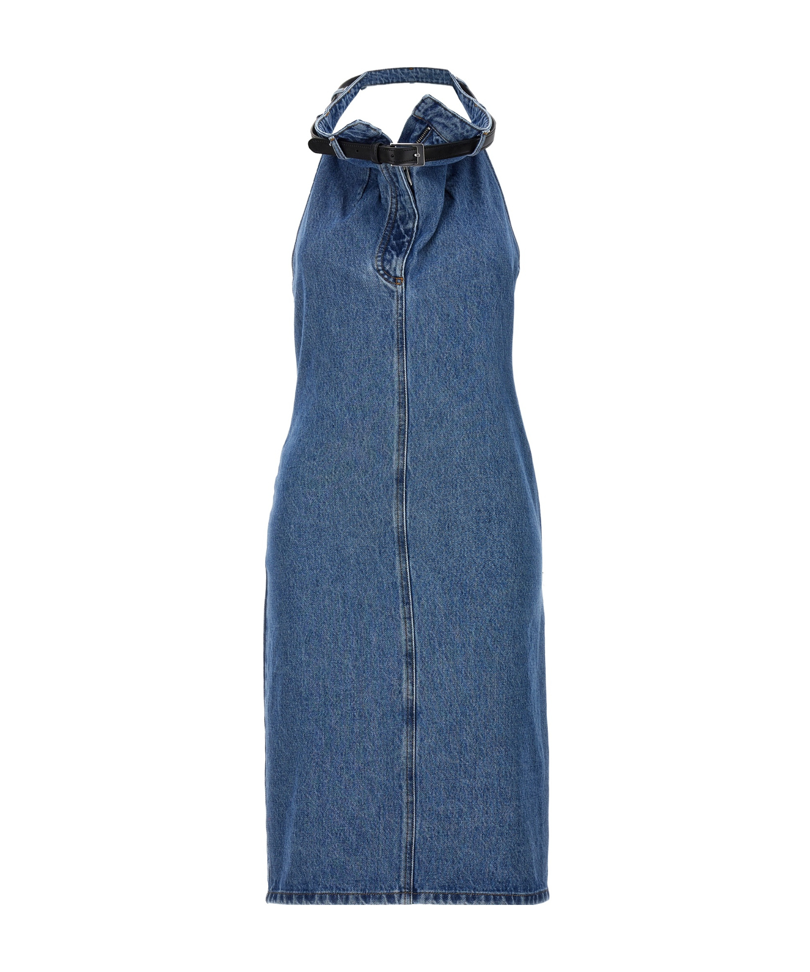 Coperni Waist Belt Halter Neck Midi Dress In Blue