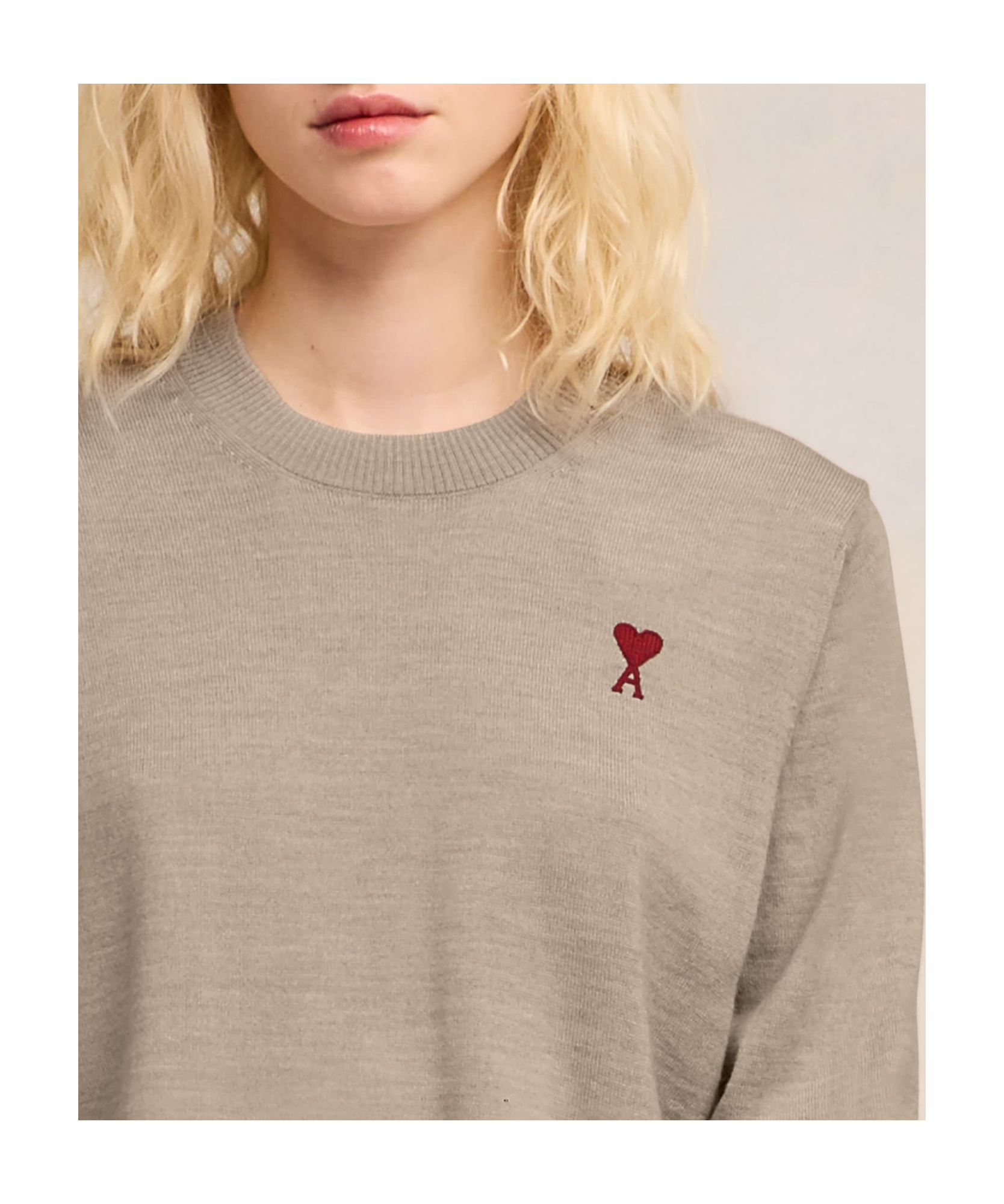 Ami Alexandre Mattiussi Logo Sweater In Nude