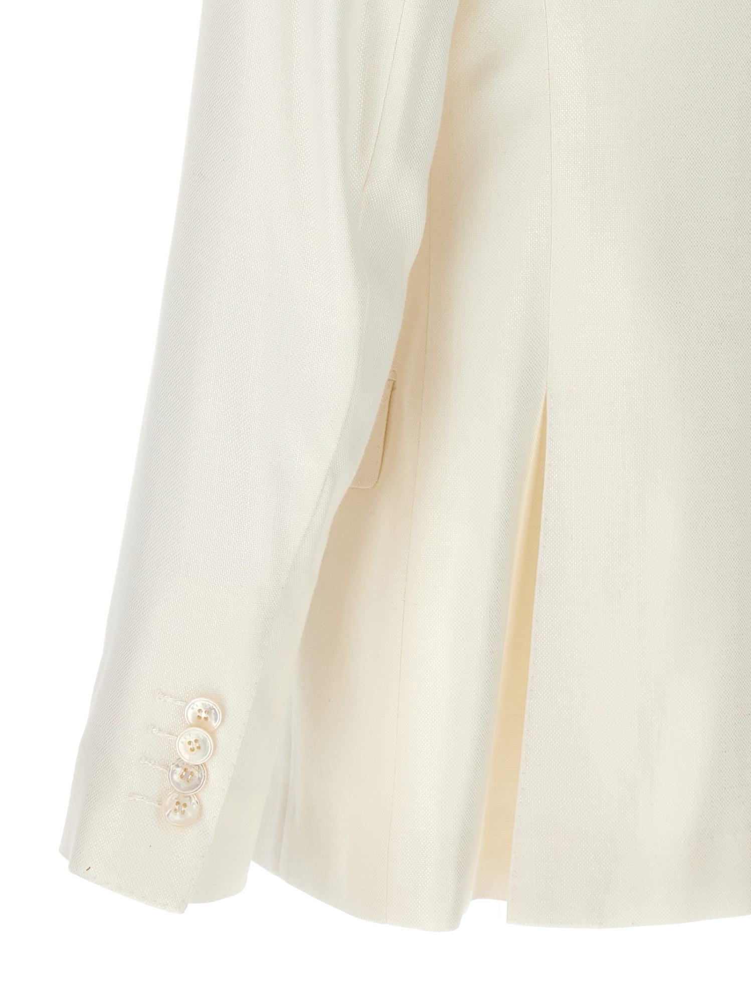 Kiton Double-breasted Blazer With Front Pockets And Back Vent In White
