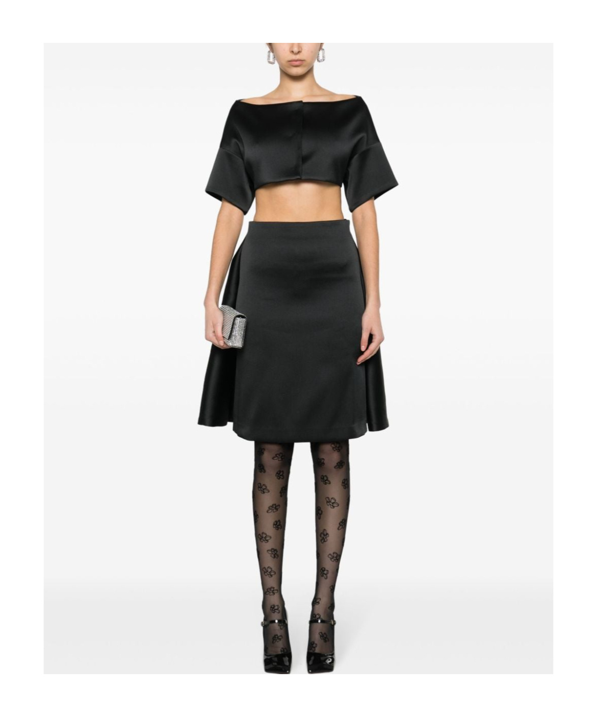 P.a.r.o.s.h Layered Detail Midi Skirt In Black