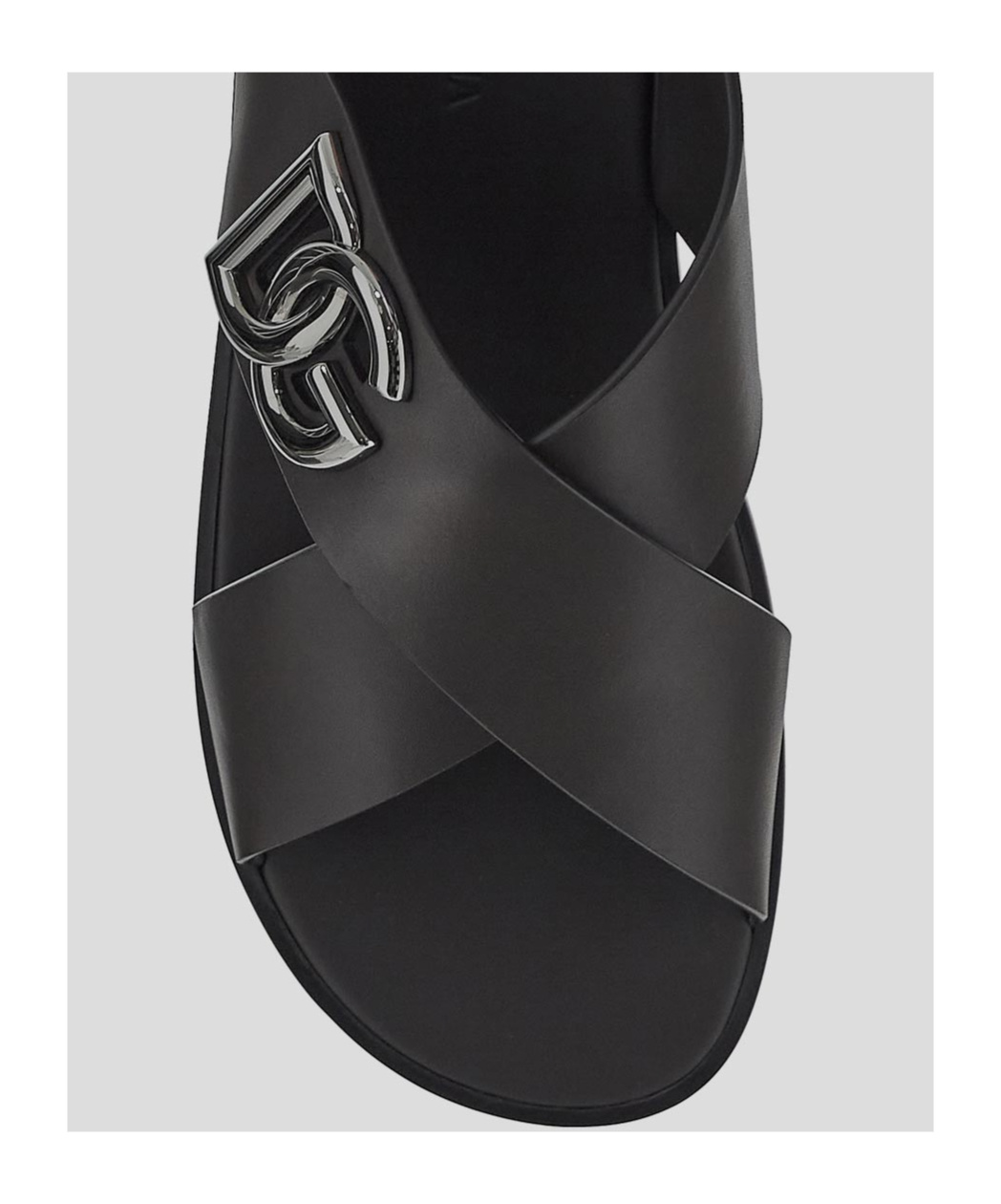 Shop Dolce & Gabbana Logo-lettering Leather Slides In Black